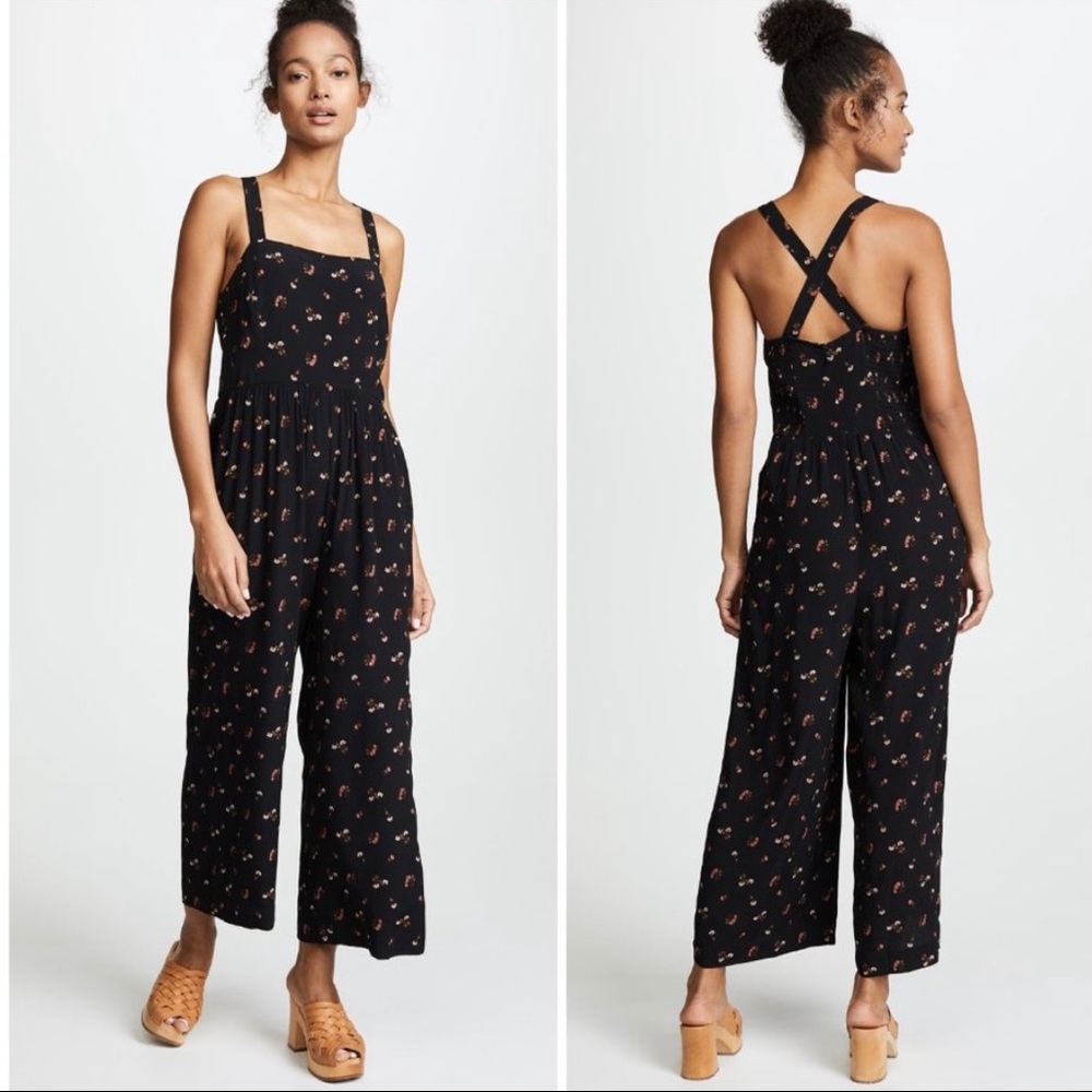 Madewell Smocked Crop Jumpsuit in Flower Toss Sz 6